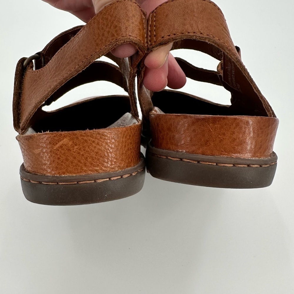 BORN Handcrafted Leather Brown Comfort Double Strap Loafers Mules Size 9M - Picture 9 of 16